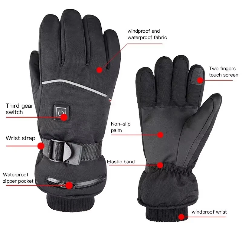 (image for) TENGOO Winter Heated Gloves Motorcycle Waterproof Gloves Heated Heating Warm Work Gloves Thermal Heated Outdoors Cycling Ski Gloves Battery Heated Gloves